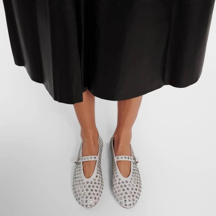 Bella | Donna Ballerine Mary Jane Pelle Strass Cristalli 7