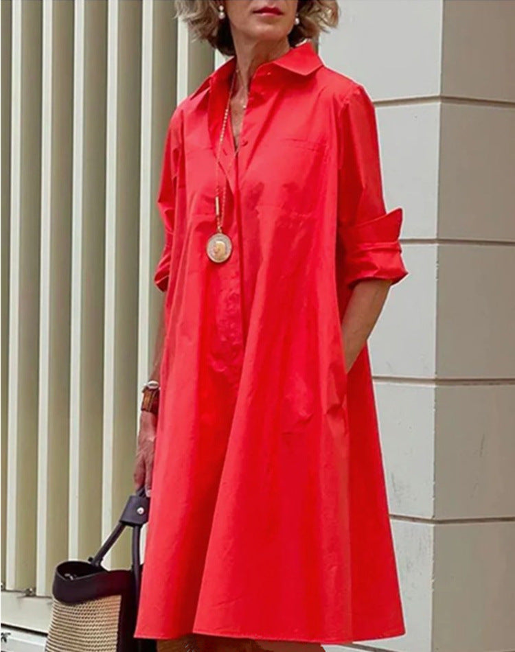 Abito Midi Donna Cotone Lino Vestibilità Comoda Casual