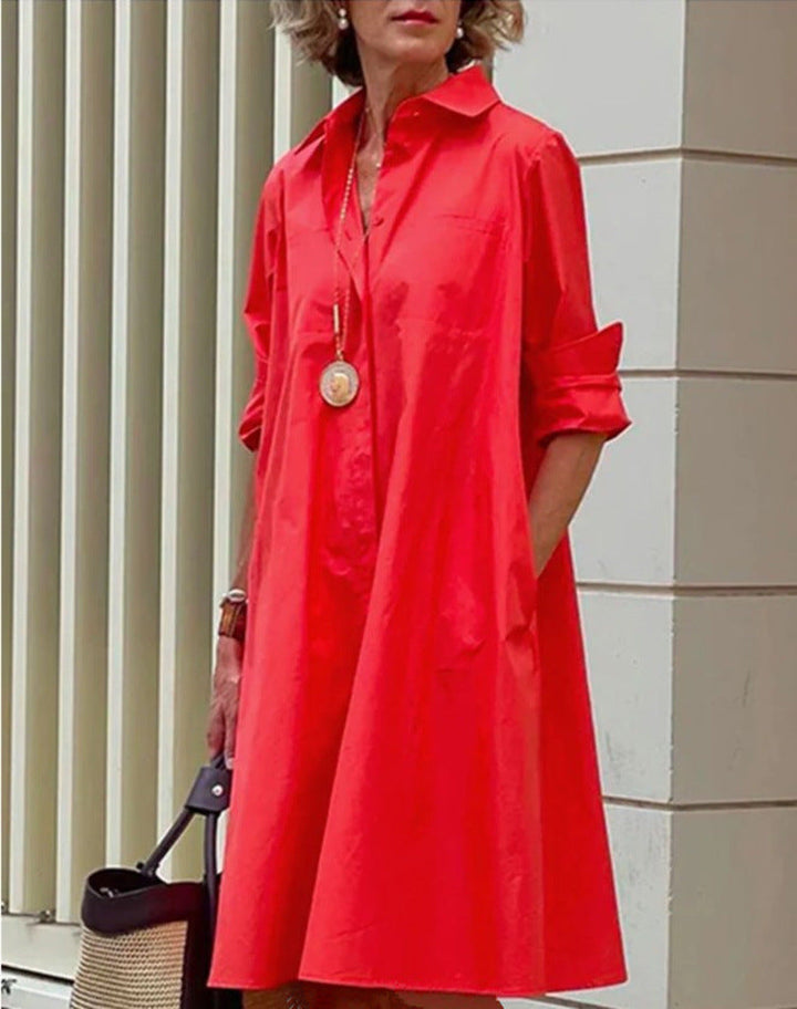 Abito Midi Donna Cotone Lino Vestibilità Comoda Casual