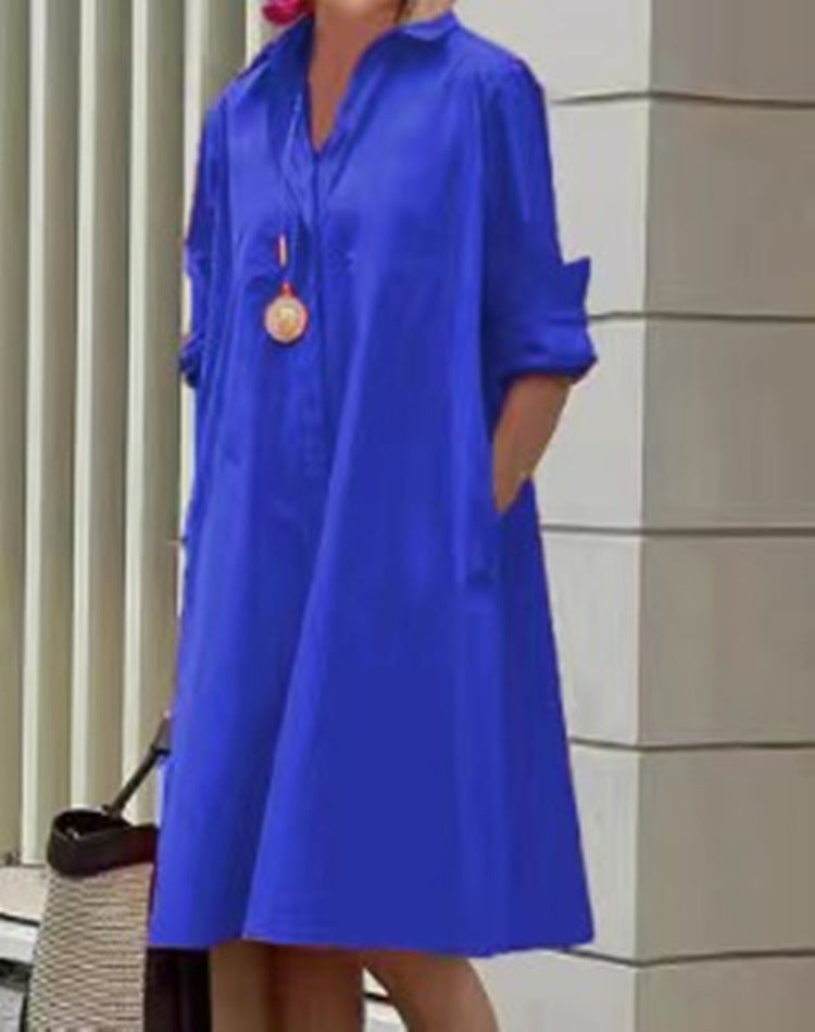 Abito Midi Donna Cotone Lino Vestibilità Comoda Casual