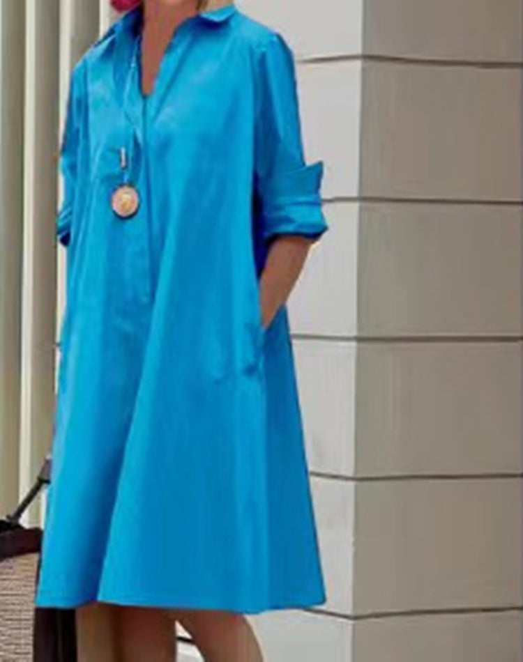 Abito Midi Donna Cotone Lino Vestibilità Comoda Casual