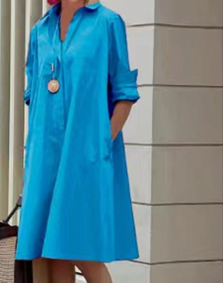Abito Midi Donna Cotone Lino Vestibilità Comoda Casual