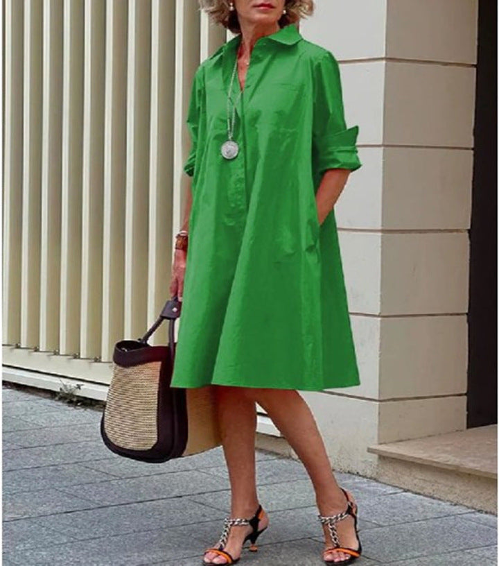 Abito Midi Donna Cotone Lino Vestibilità Comoda Casual