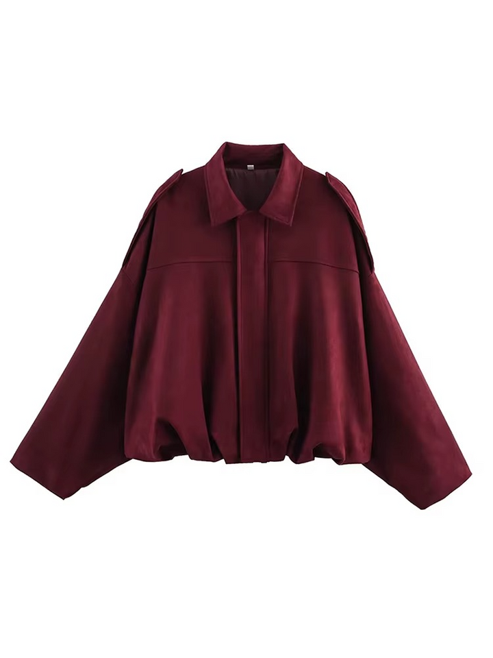 Bianca | Giacca Bomber da Donna Oversize Scamosciata Zip Frontale 9