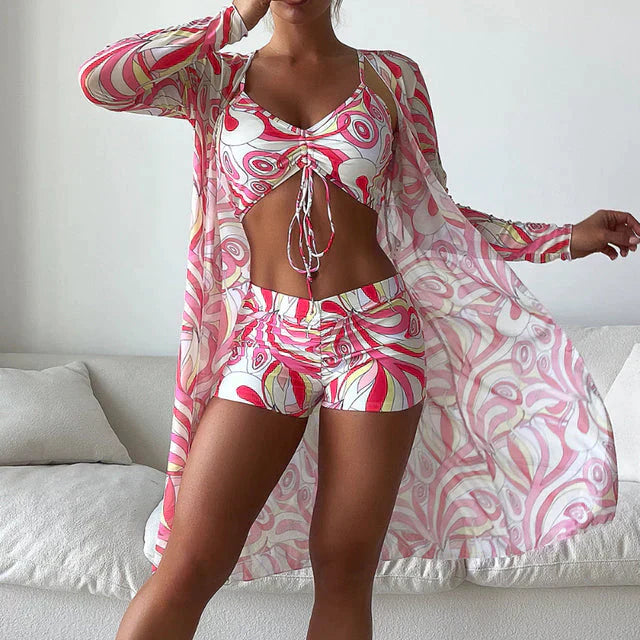 Set Bikini Donna Tre Pezzi Tessuto Morbido Vestibilità Regolare
