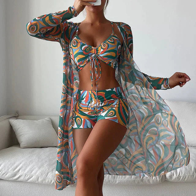 Set Bikini Donna Tre Pezzi Tessuto Morbido Vestibilità Regolare - Vesarelli