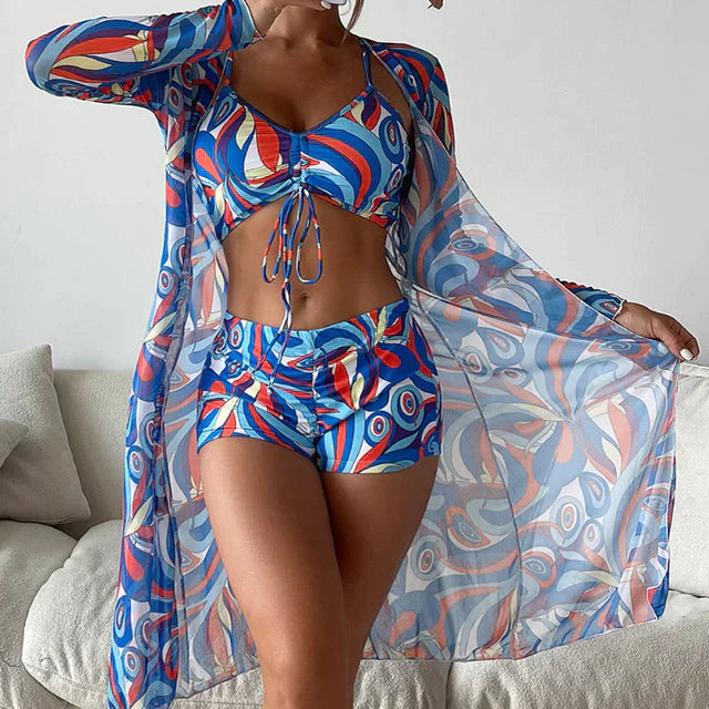 Set Bikini Donna Tre Pezzi Tessuto Morbido Vestibilità Regolare