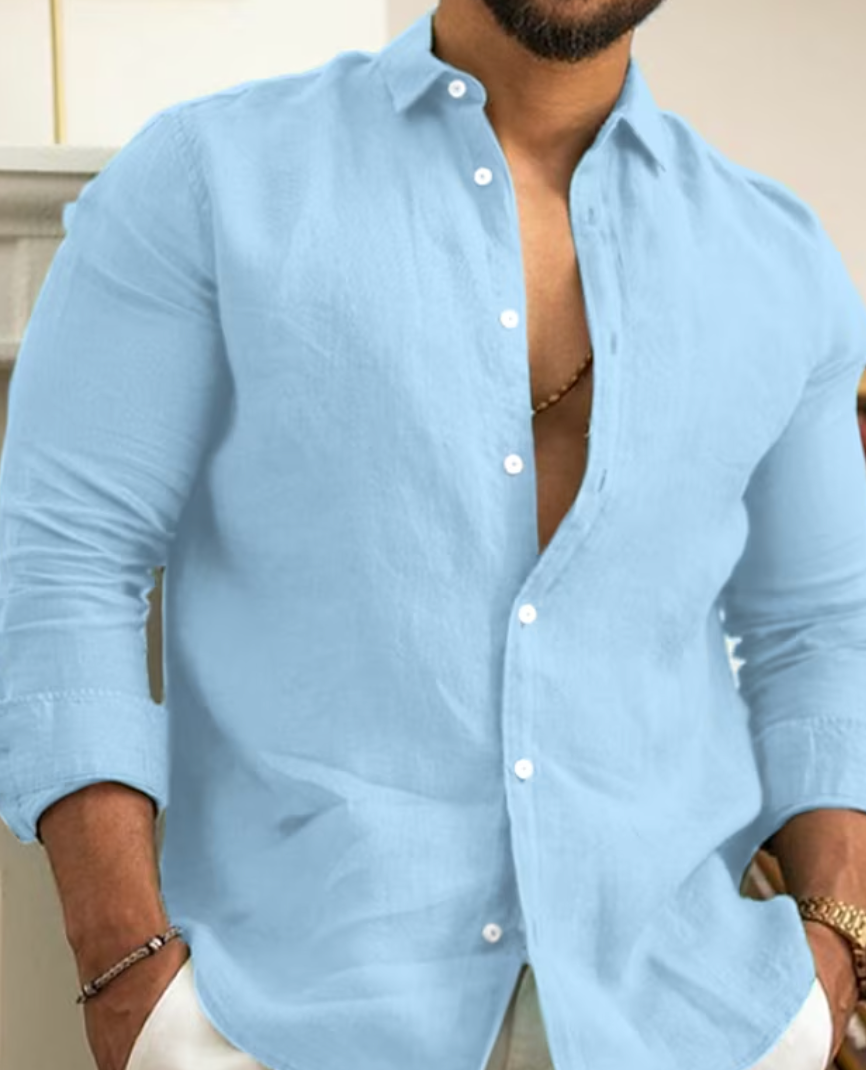 Camicia Uomo Leggera Tessuto Morbido Vestibilità Comoda