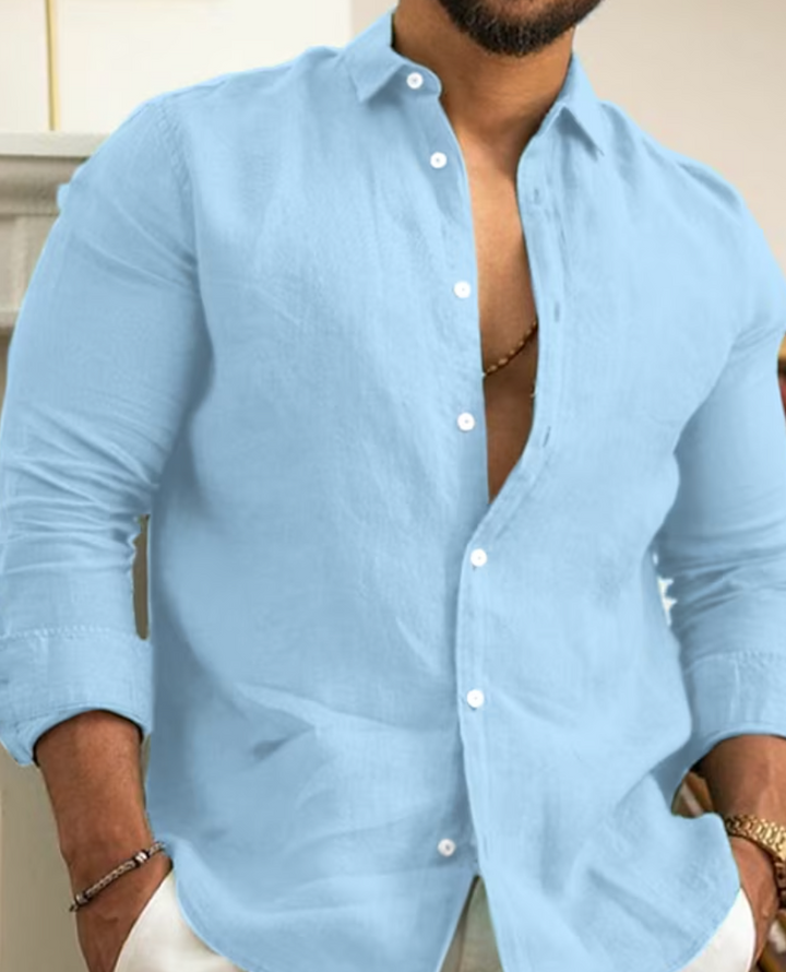 Camicia Uomo Leggera Tessuto Morbido Vestibilità Comoda