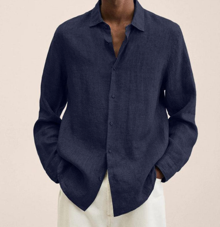 Camicia Uomo Lino Traspirante Manica Lunga Leggera
