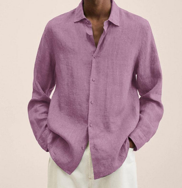 Camicia Uomo Lino Traspirante Manica Lunga Leggera