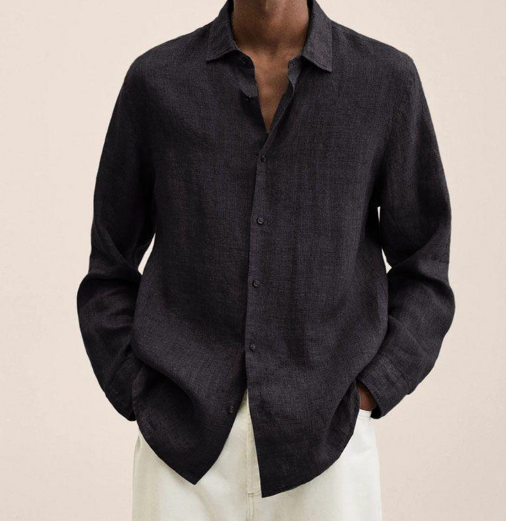 Camicia Uomo Lino Traspirante Manica Lunga Leggera