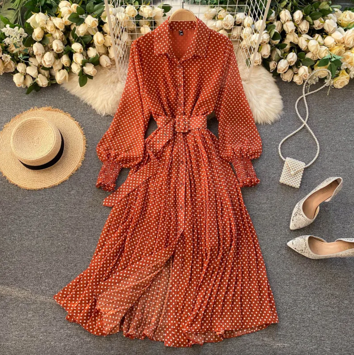 Abito Donna Elegante Tessuto Leggero Stile Casual Manica Lunga - Vesarelli