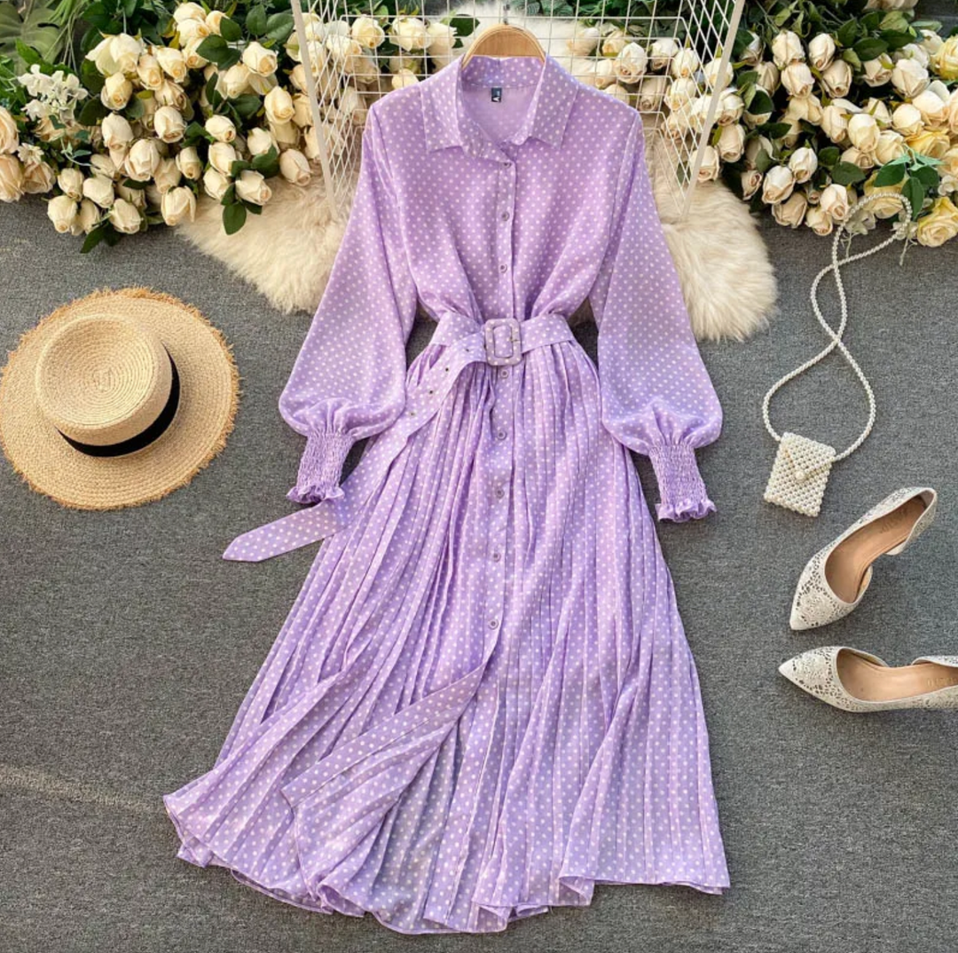 Abito Donna Elegante Tessuto Leggero Stile Casual Manica Lunga