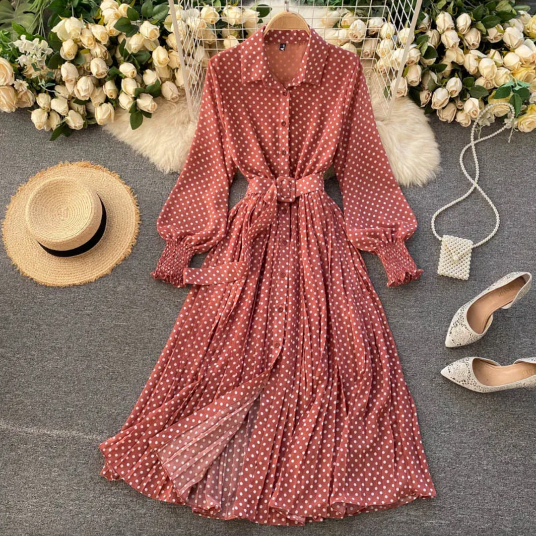 Abito Donna Elegante Tessuto Leggero Stile Casual Manica Lunga