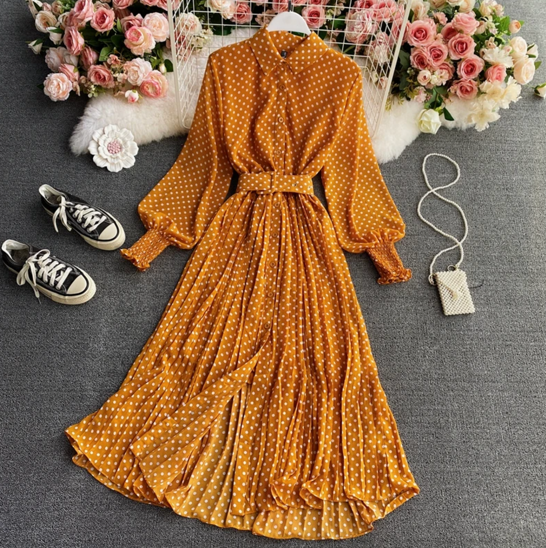 Abito Donna Elegante Tessuto Leggero Stile Casual Manica Lunga