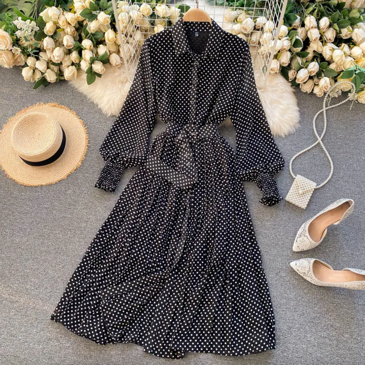 Abito Donna Elegante Tessuto Leggero Stile Casual Manica Lunga