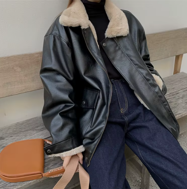 Giacca Donna in Pelle Pesante Invernale Stile Moderno - Vesarelli