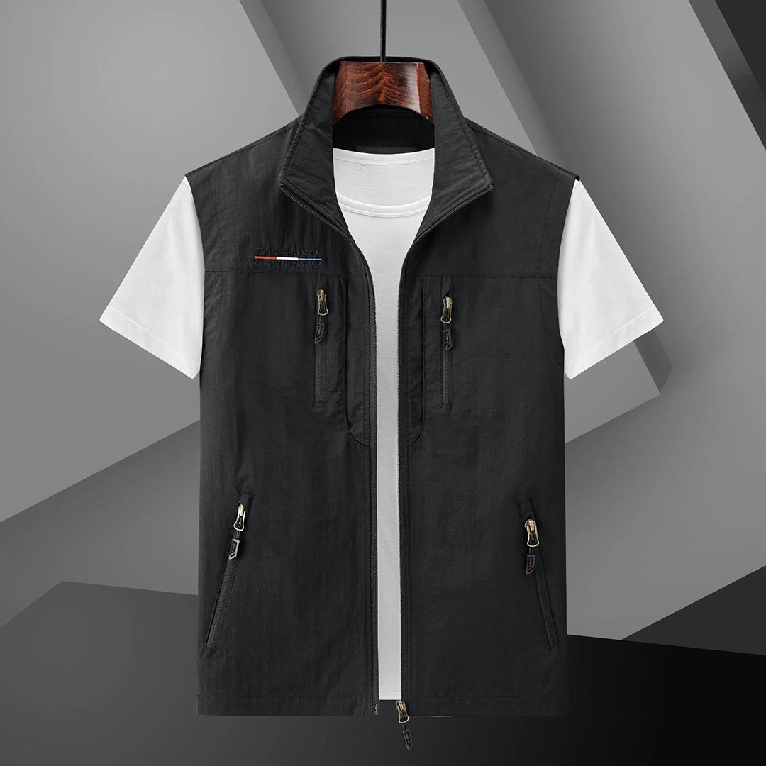 Gilet Uomo Multitasche Tessuto Leggero Estivo per Attività Outdoor