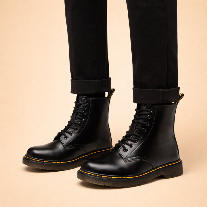 Stivali Uomo Combat Classici Stringati Pelle