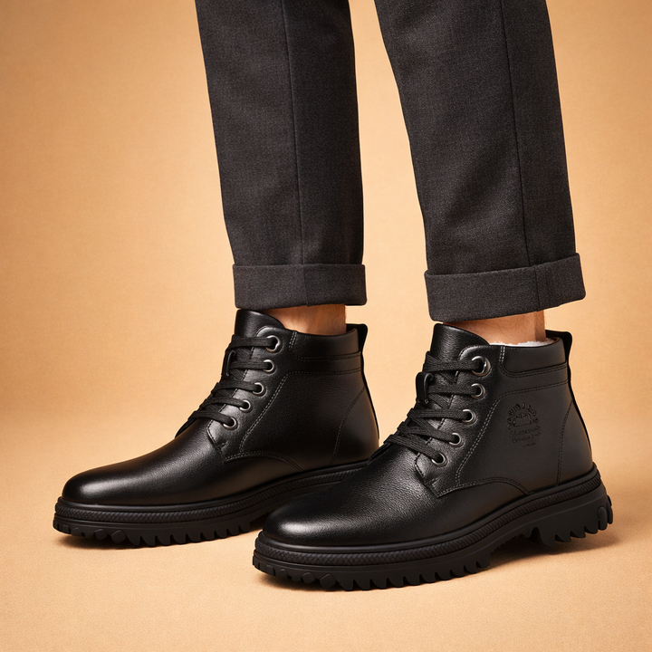 Stivali Stringati Uomo Pelle Stile Urbano Deciso
