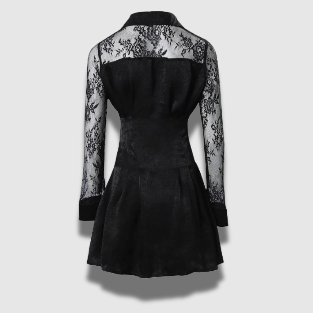 Mini abito Donna in Pizzo Manica Lunga Elegante