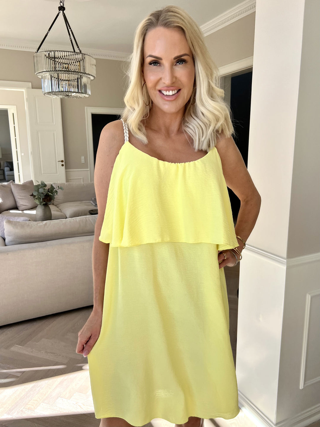 Abito Midi Donna Leggero Spalline Sottili Vestibilità Comoda