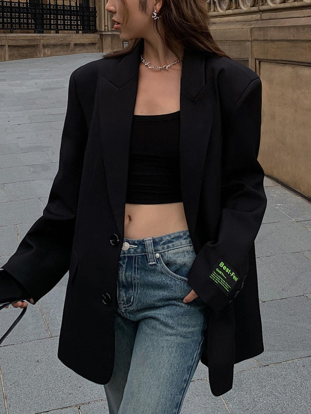 Blazer Donna | Taglio Oversize & Revers Dentellato per Look Sartoriale