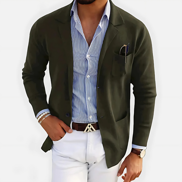 Blazer Uomo Leggero in Tessuto con Revers Classico Smart Casual