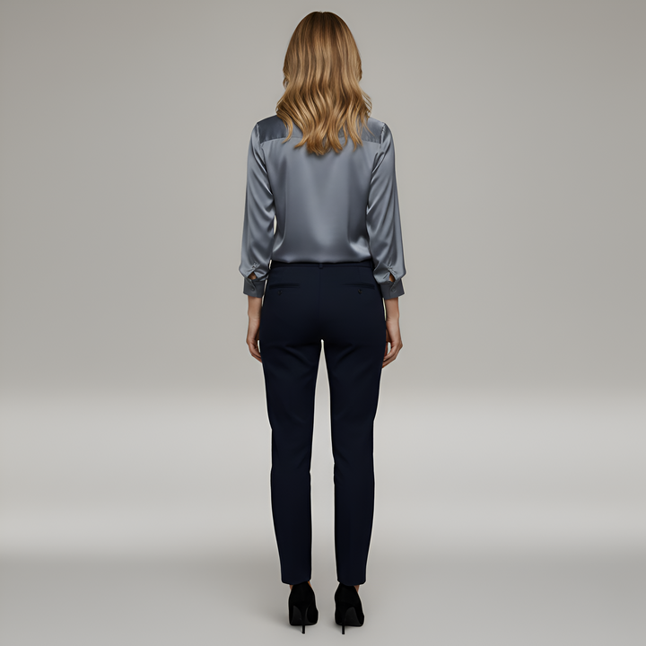 Blova | Camicia Donna in Raso Scollo a V Manica Lunga 3