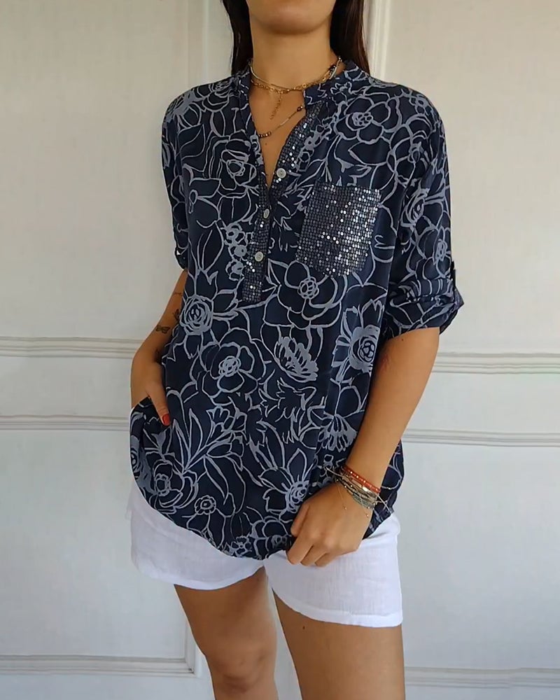 Blusa Donna | Collo a V con Bottoni & Look Raffinato