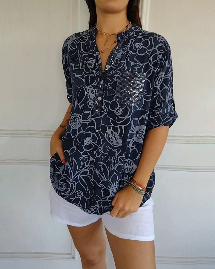 Blusa Donna | Collo a V con Bottoni & Look Raffinato