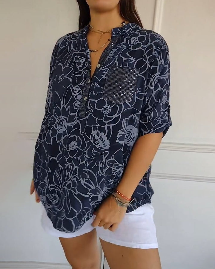 Blusa Donna | Collo a V con Bottoni & Look Raffinato