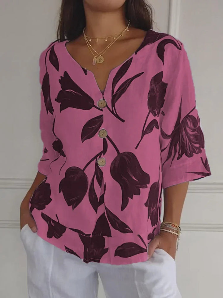 Blusa Donna | Scollo a V & Bottoni frontali pratici