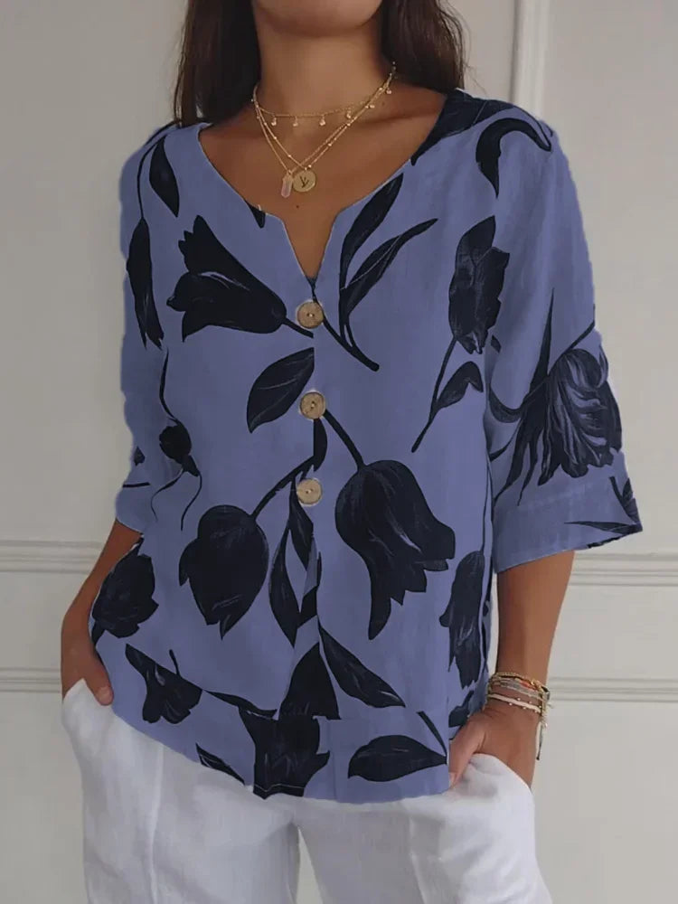 Blusa Donna | Scollo a V & Bottoni frontali pratici