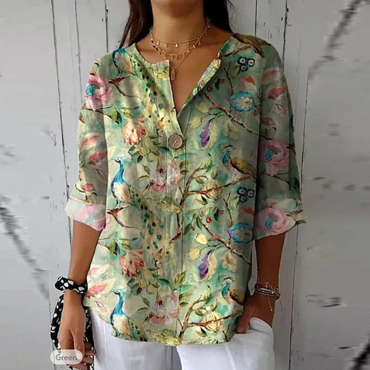 Blusa Floreale Donna | Scollo a V & Stile Fresco e Raffinato