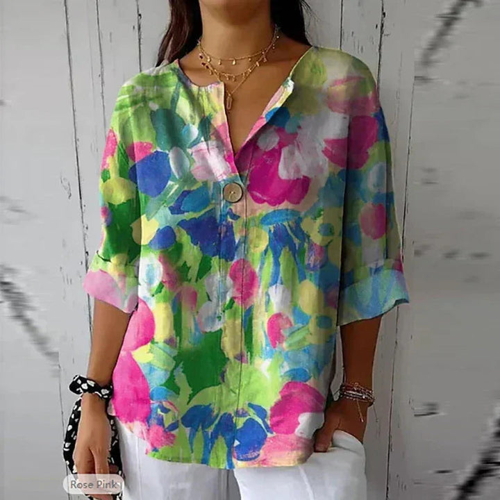 Blusa Floreale Donna | Scollo a V & Stile Fresco e Raffinato