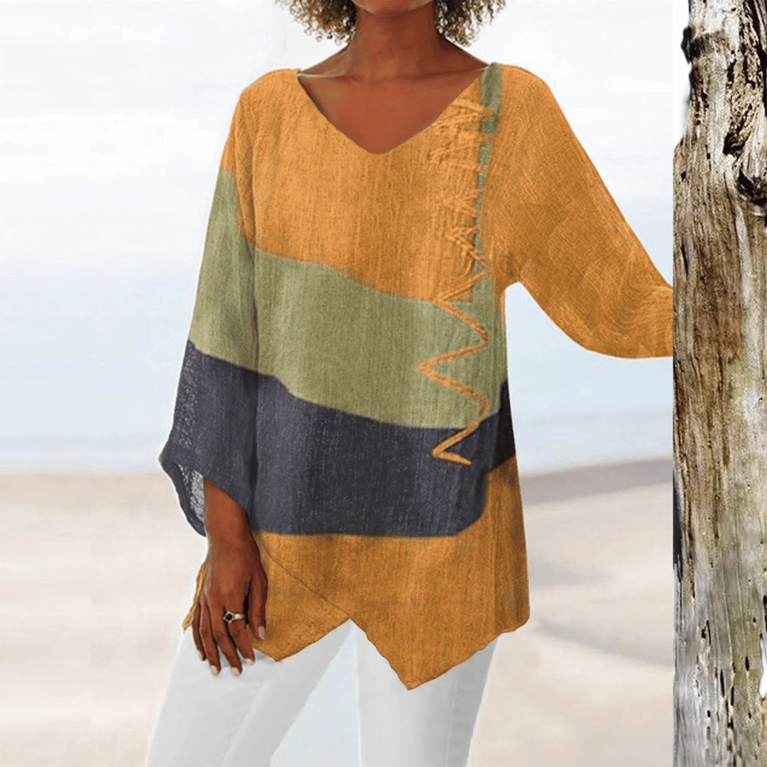 Blusa Fluida Astratta Donna | Scollo a V Slanciante & Linea Morbida Anti-Restrizione