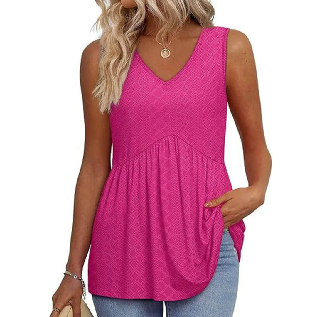 Blusa Testurizzata Fluide Donna | Scollo a V slanciante & Linea ampia comfort