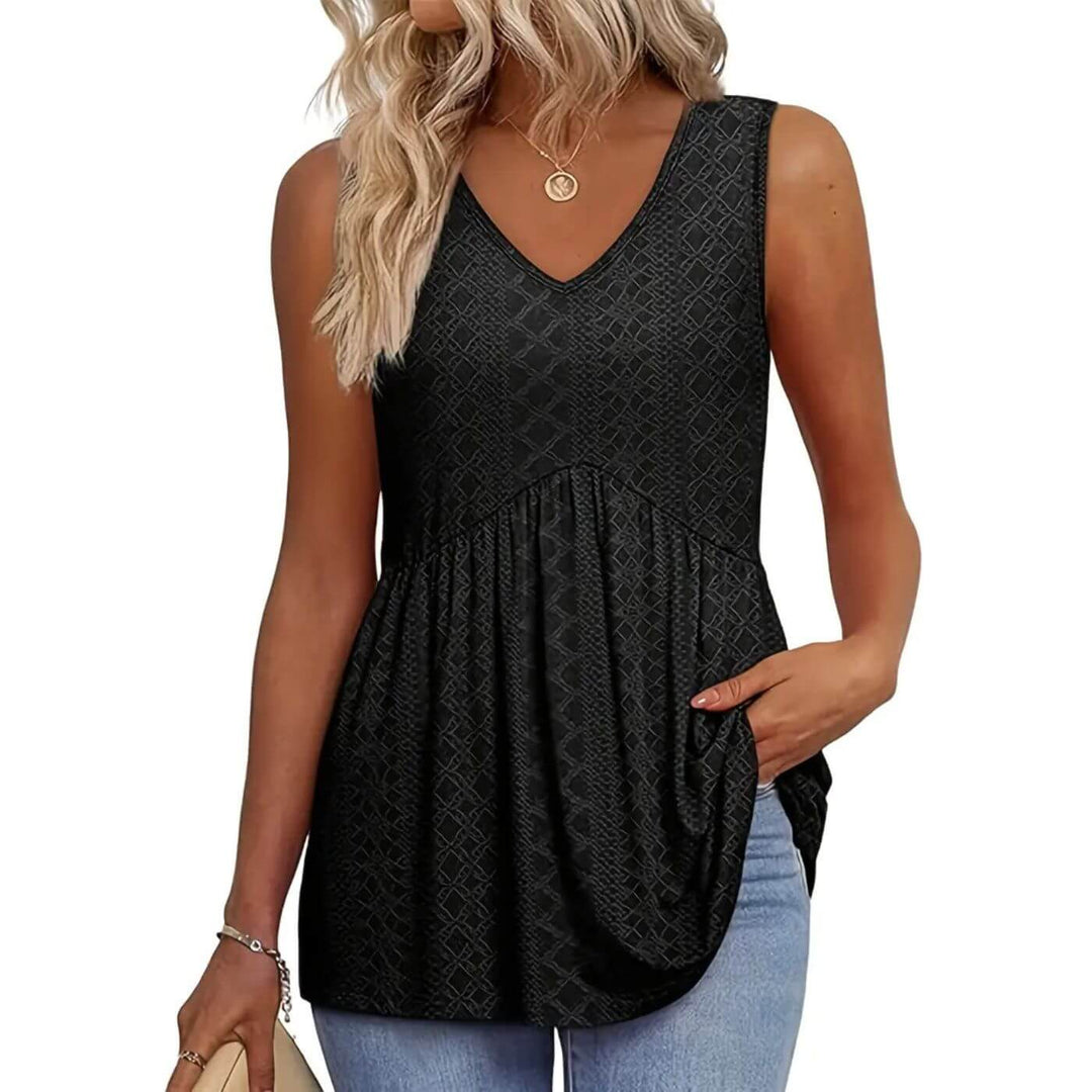 Blusa Donna Testurizzata Scollo a V Linea Ampia Fluida - Vesarelli