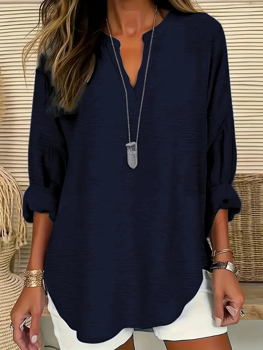 Blusa a V in tessuto leggero Donna | Vestibilità Morbida & Comfort Traspirante