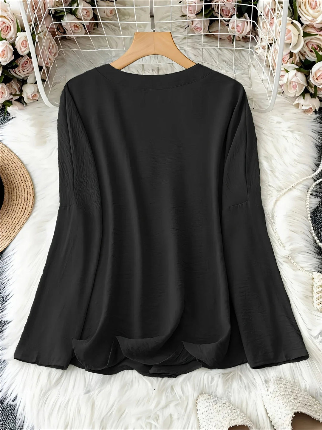 Blusa a V in tessuto leggero Donna | Vestibilità Morbida & Comfort Traspirante