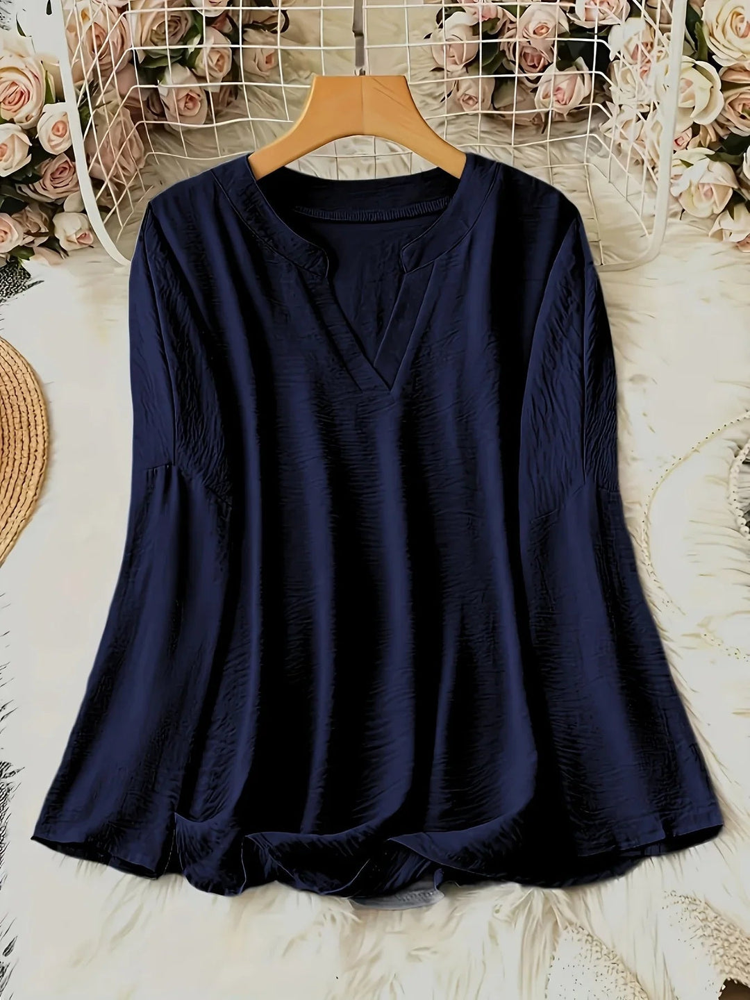 Blusa a V in tessuto leggero Donna | Vestibilità Morbida & Comfort Traspirante