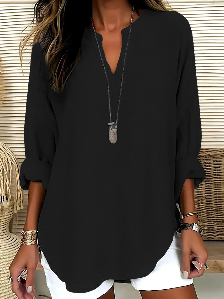 Blusa Donna in Tessuto Leggero Scollo a V Vestibilità Morbida - Vesarelli