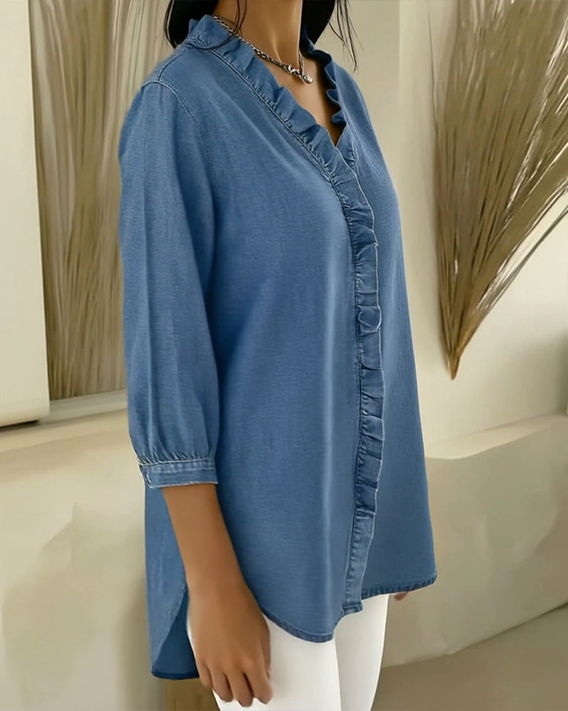Blusa elegante Donna | Volant Frontale & Scollo a V