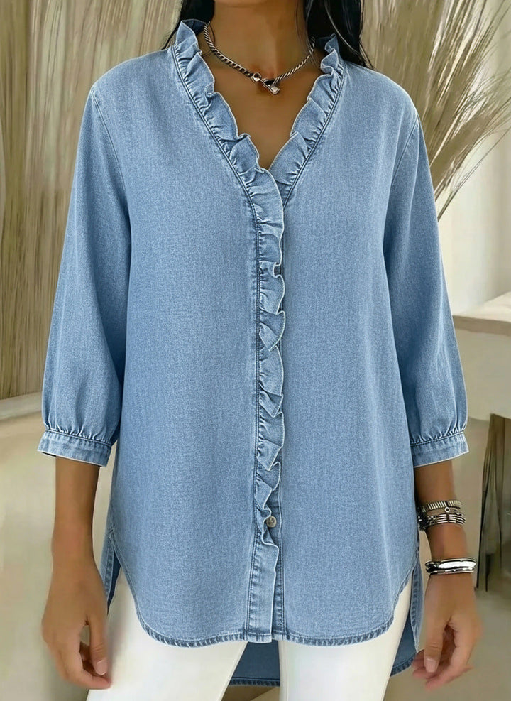 Blusa elegante Donna | Volant Frontale & Scollo a V