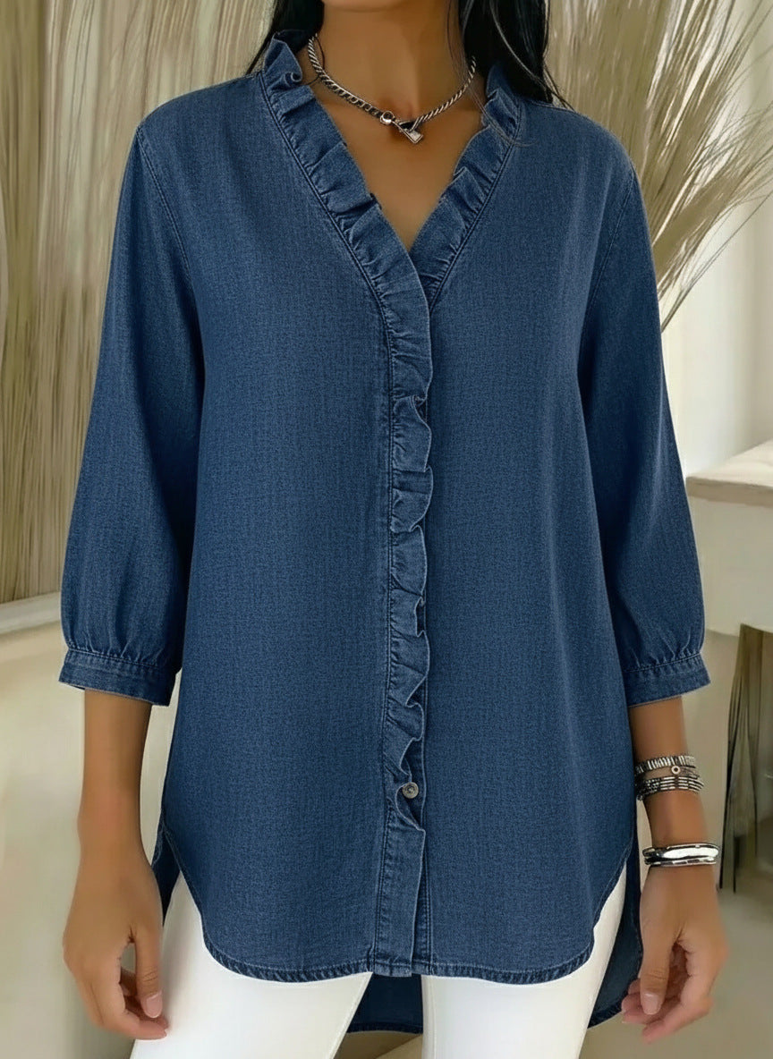Blusa elegante Donna | Volant Frontale & Scollo a V