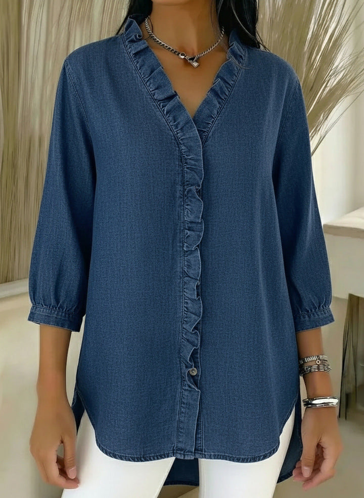 Blusa elegante Donna | Volant Frontale & Scollo a V
