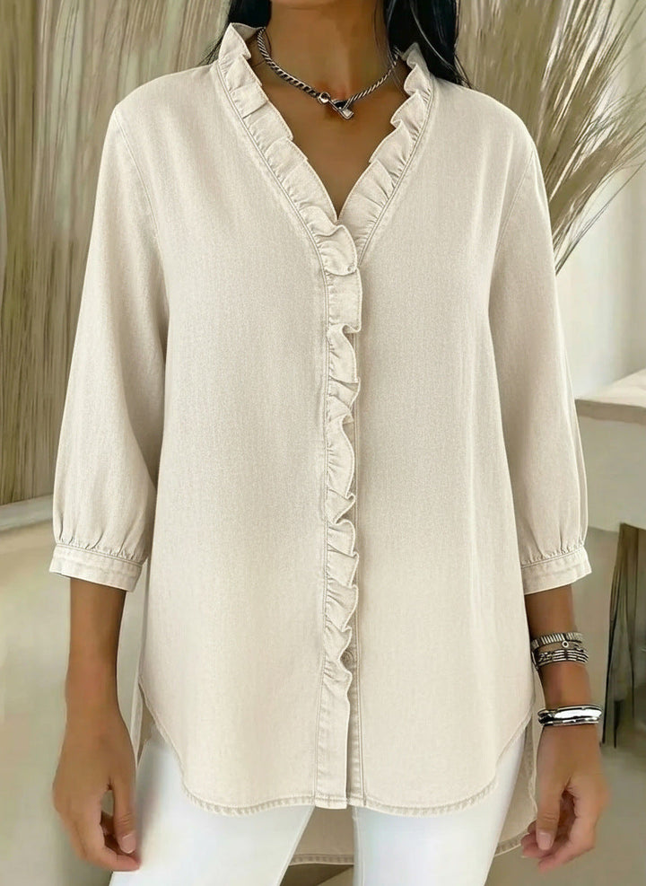 Blusa elegante Donna | Volant Frontale & Scollo a V