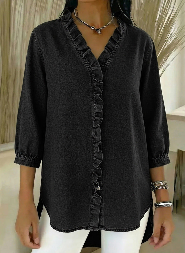 Blusa elegante Donna | Volant Frontale & Scollo a V